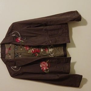 LeShop..brown with red,white and green embroidery..size s